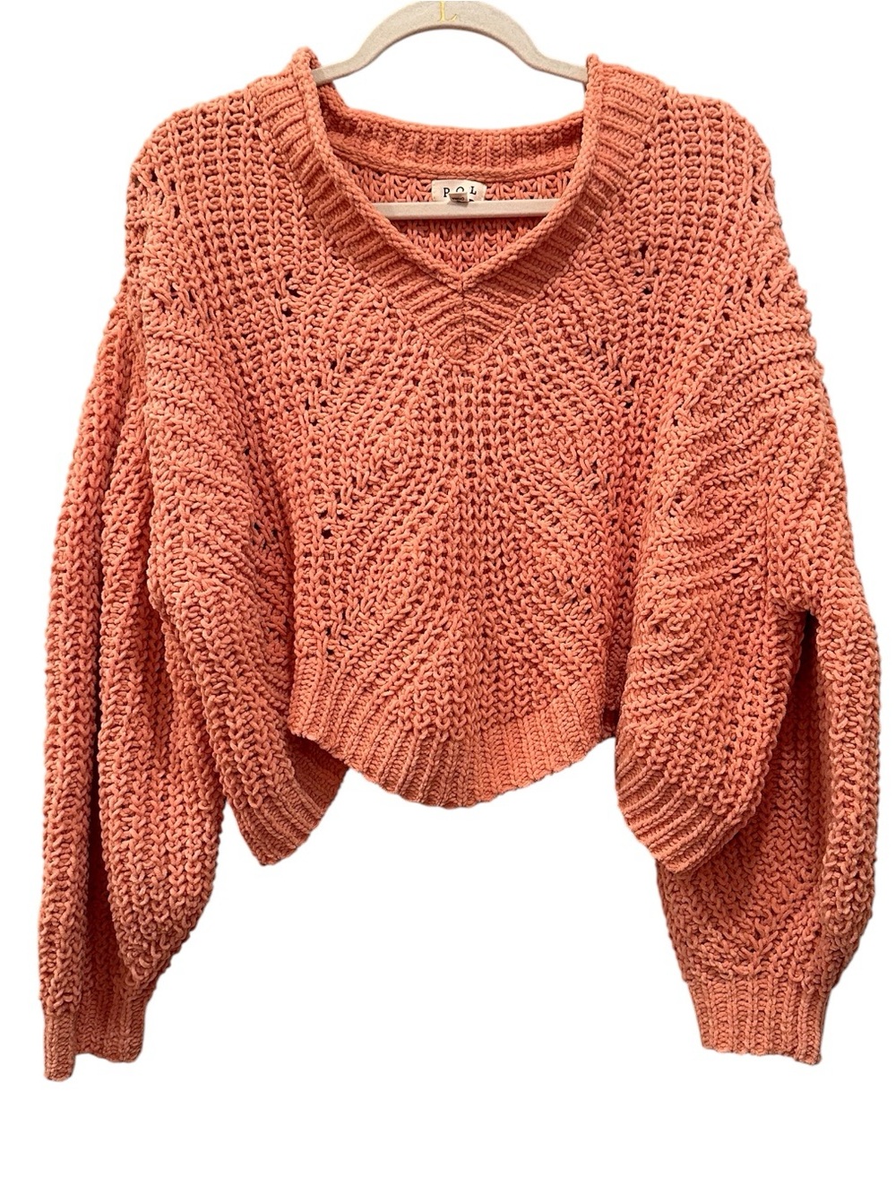 POL Chunky V-Neck Knit Sweater Oversized Cozy Soft Layer Lightweight Relaxed S